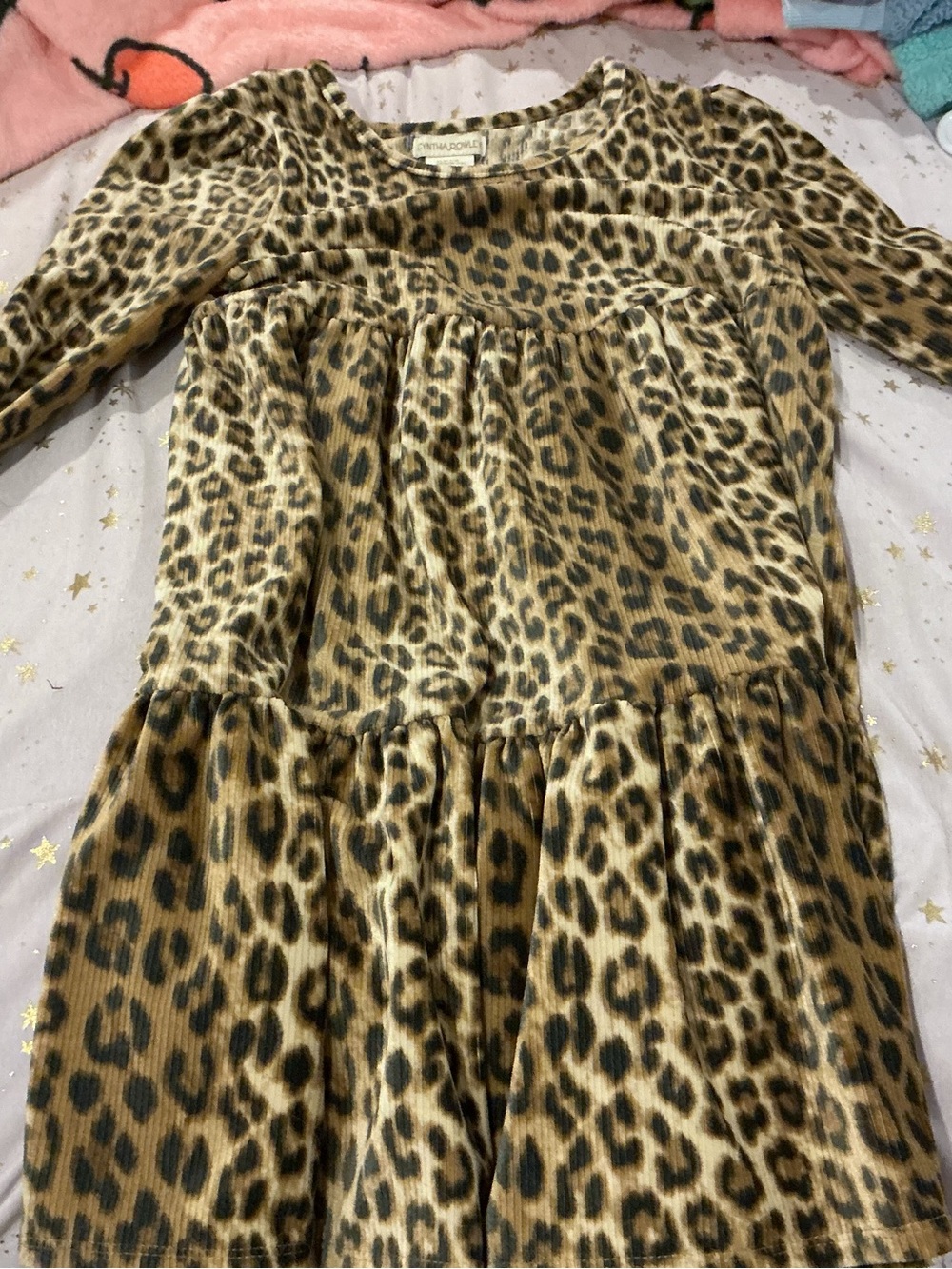 Cynthia Rowley Girls' Leopard Print Brown Tiered Dress